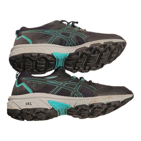 ASICS Gel Venture 8 Running Shoes Sneakers Women Size 8.5 Black/Blue Green - Picture 5 of 6